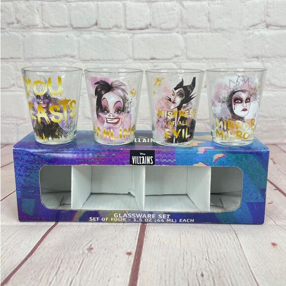 Disney Villains Glassware Set Of Four Shot Glass Set 1.5 Oz Each - Picture 2 of 6